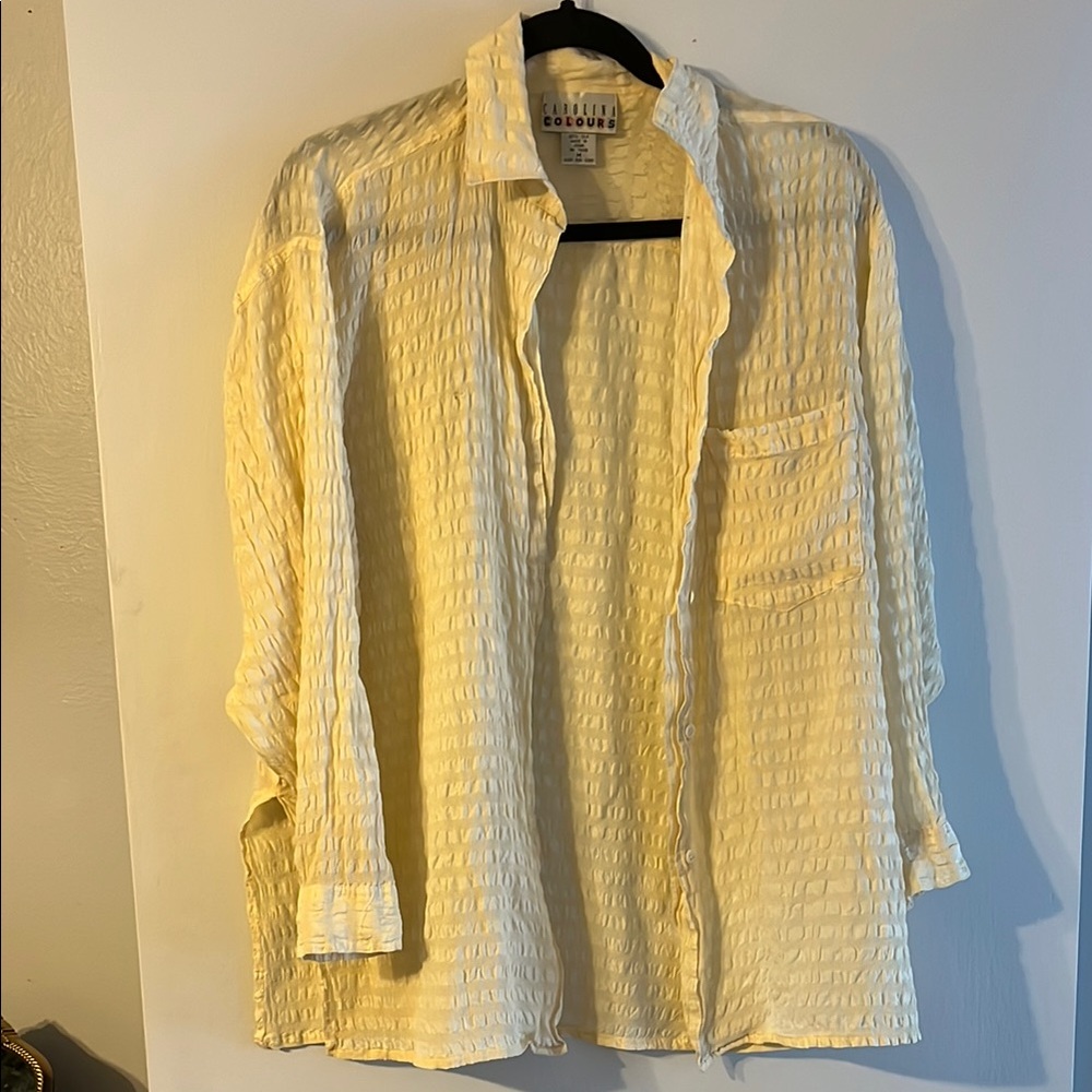 Women’s Yellow Sheer Silk Button Down - M